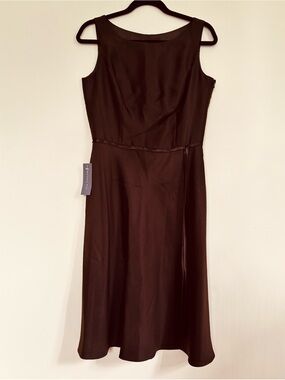 Ann Taylor Sleeveless Brown Midi Dress with Waist Seam 100% Silk NWT size 6